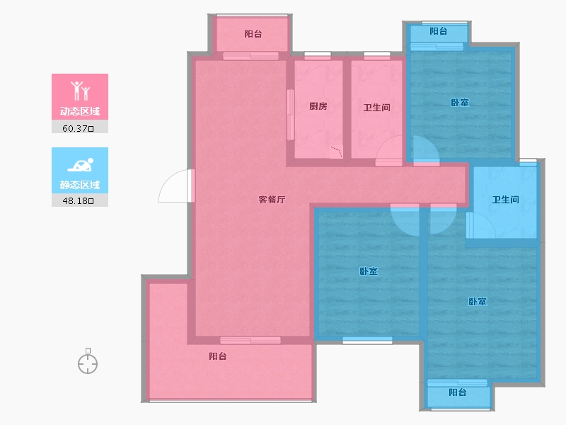 江苏省-无锡市-鸿景中央府-96.00-户型库-动静分区