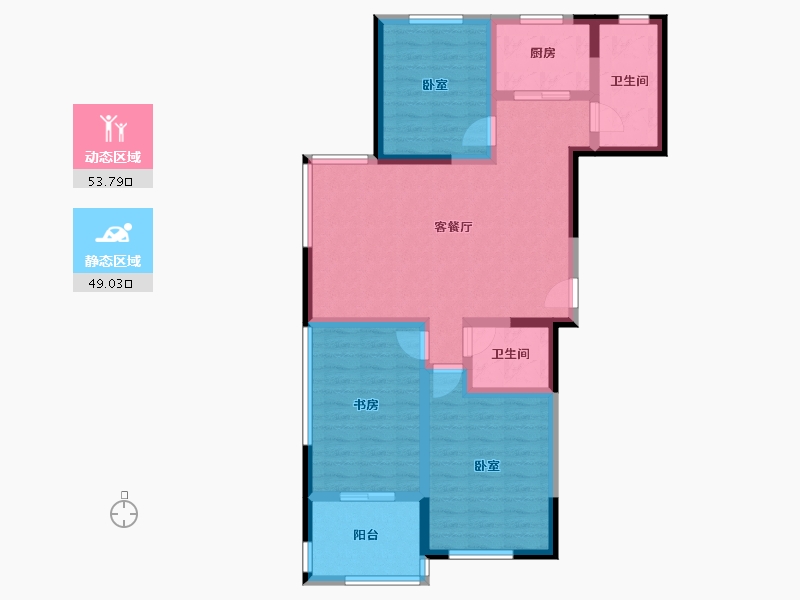 陕西省-咸阳市-林锦庭园-91.26-户型库-动静分区