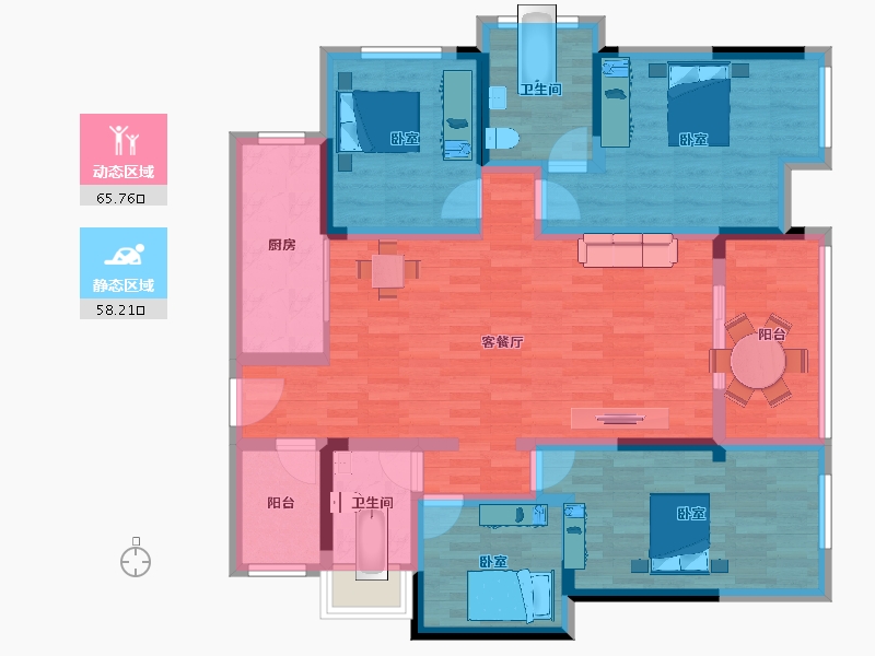 四川省-南充市-金澜天玺-109.46-户型库-动静分区