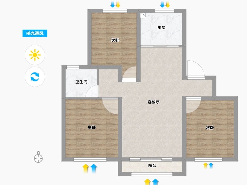 黑龙江省-牡丹江市-融创·冰雪影都-77.03-户型库-采光通风