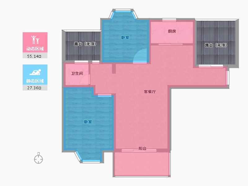 江苏省-无锡市-恒盛第一国际四期颐园-87.99-户型库-动静分区