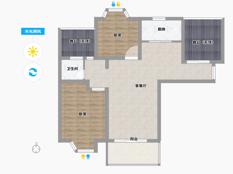 江苏省-无锡市-恒盛第一国际四期颐园-87.99-户型库-采光通风