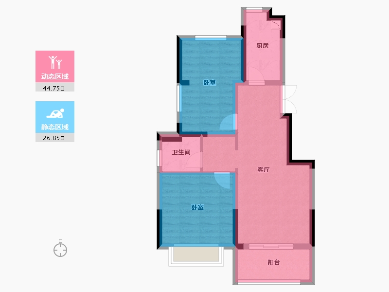 江苏省-南京市-蓝天慧融花园-62.99-户型库-动静分区