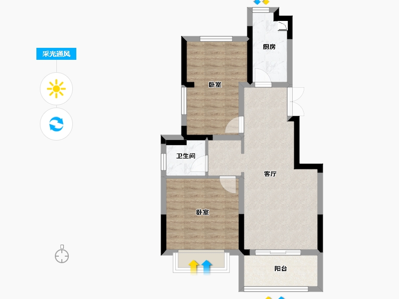 江苏省-南京市-蓝天慧融花园-62.99-户型库-采光通风