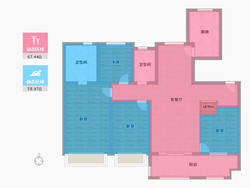 江苏省-无锡市-万科润园-112.00-户型库-动静分区