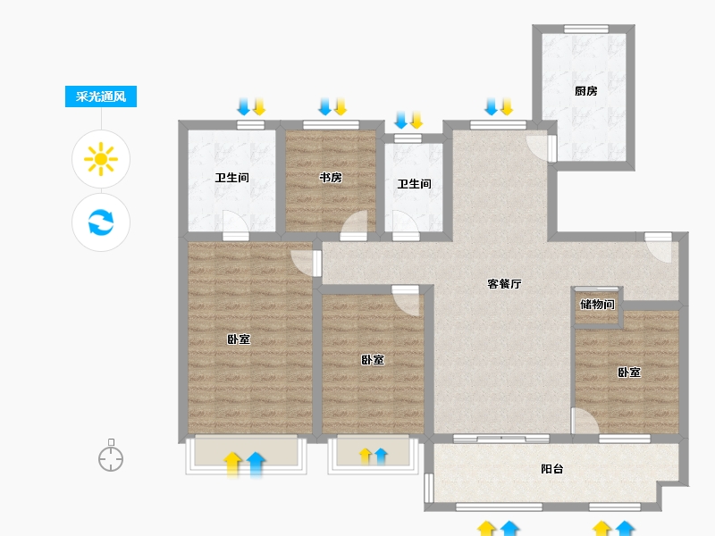 江苏省-无锡市-万科润园-112.00-户型库-采光通风