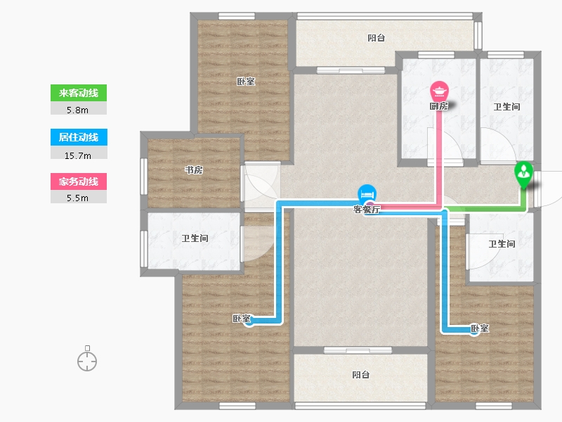 浙江省-杭州市-康恒悦麒美寓-144.00-户型库-动静线