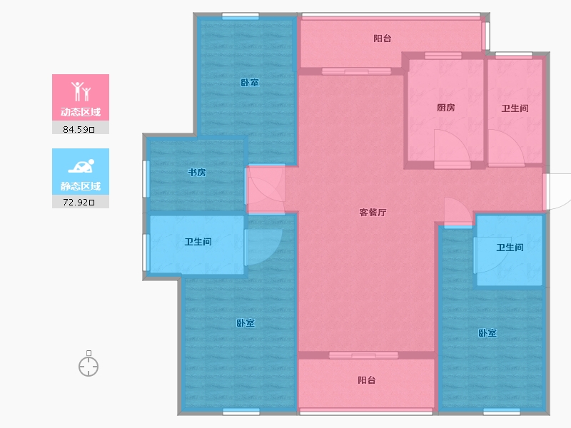 浙江省-杭州市-康恒悦麒美寓-144.00-户型库-动静分区