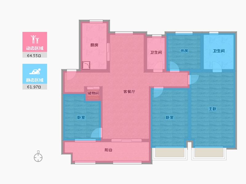 江苏省-无锡市-万科润园-111.15-户型库-动静分区