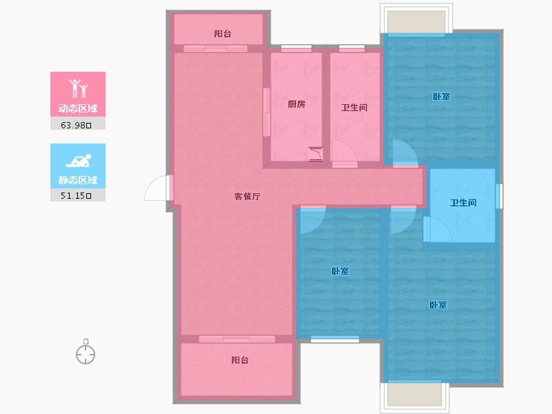 江苏省-无锡市-鸿景中央府-102.00-户型库-动静分区