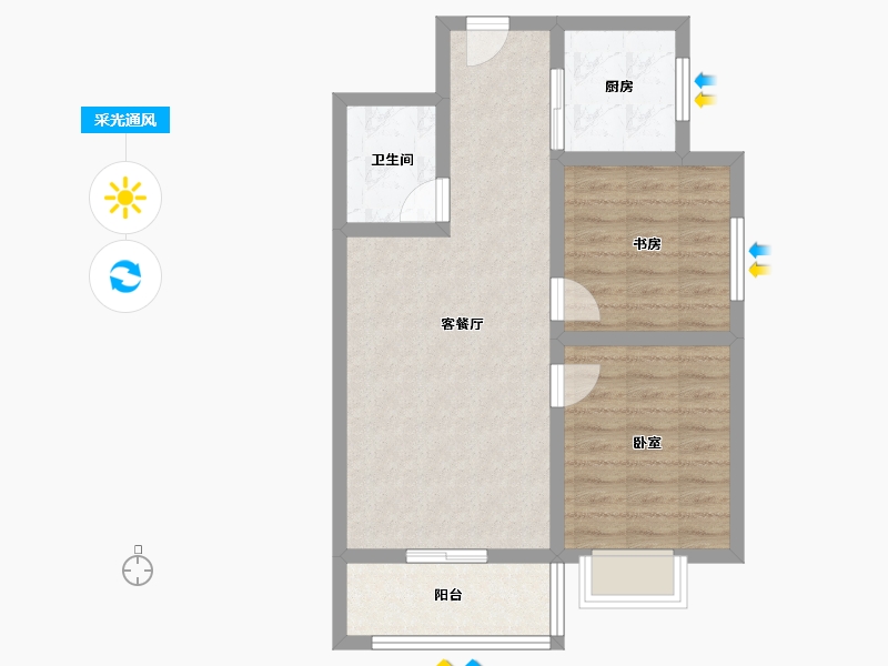 陕西省-咸阳市-林锦庭园-64.44-户型库-采光通风