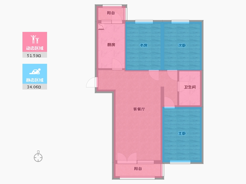 黑龙江省-哈尔滨市-融创·璟园-75.94-户型库-动静分区