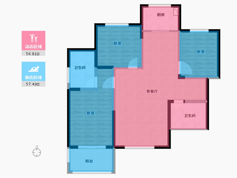 陕西省-咸阳市-百达悦府-101.90-户型库-动静分区