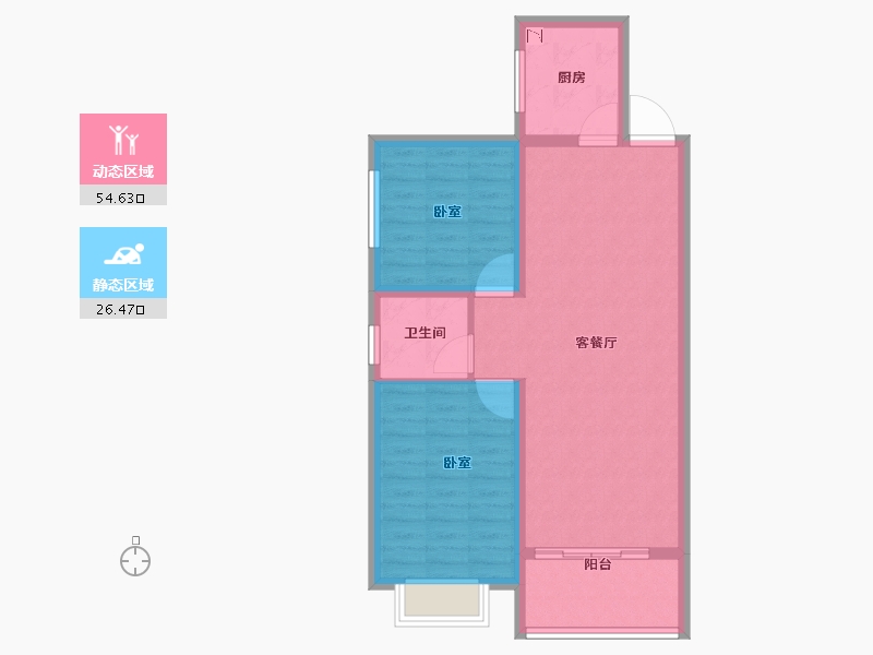 陕西省-咸阳市-观唐府邸-72.95-户型库-动静分区