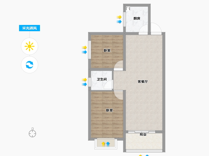 陕西省-咸阳市-观唐府邸-72.95-户型库-采光通风