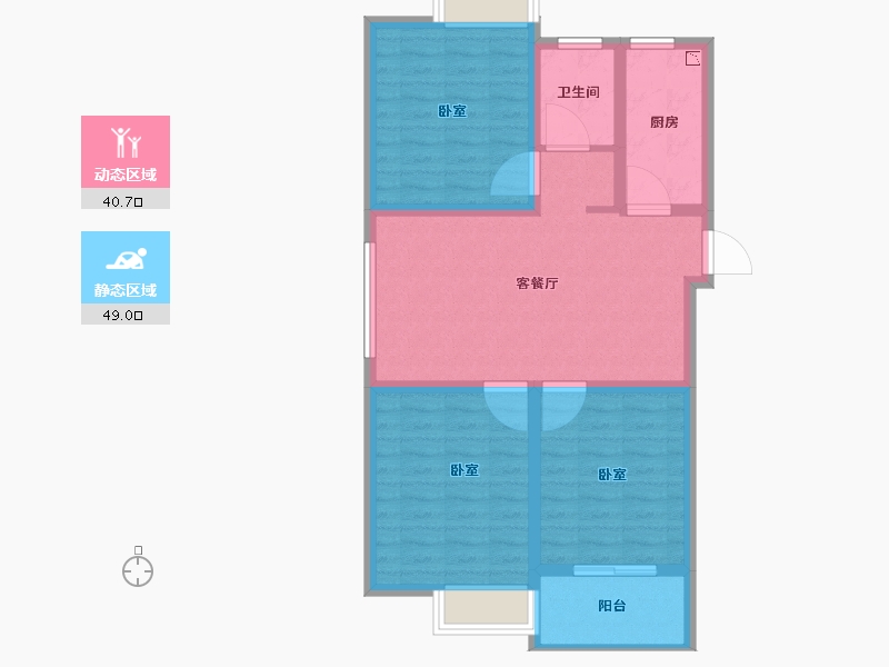 江苏省-无锡市-鸿景中央府-80.00-户型库-动静分区