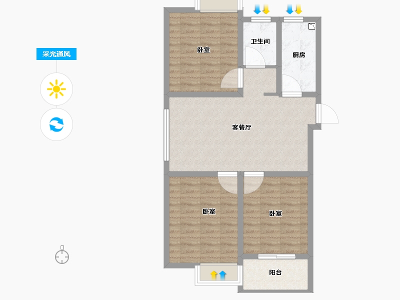 江苏省-无锡市-鸿景中央府-80.00-户型库-采光通风