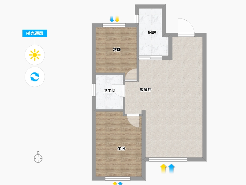 黑龙江省-牡丹江市-融创·冰雪影都-58.98-户型库-采光通风