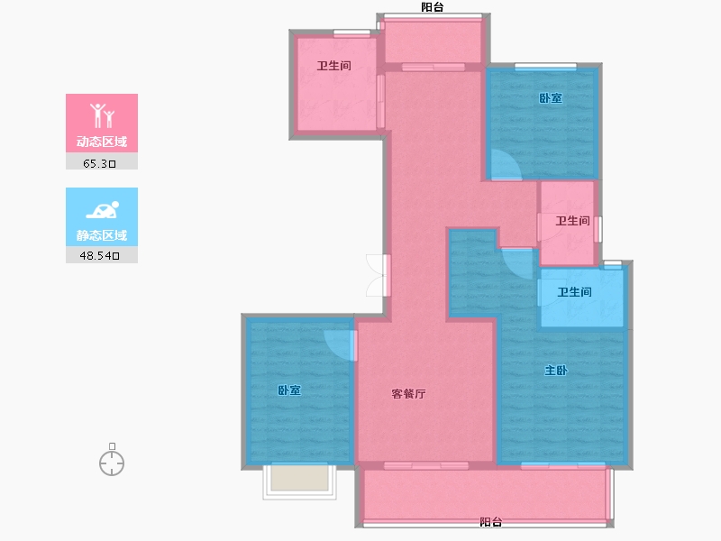 陕西省-西安市-阎良龙记观园-102.08-户型库-动静分区