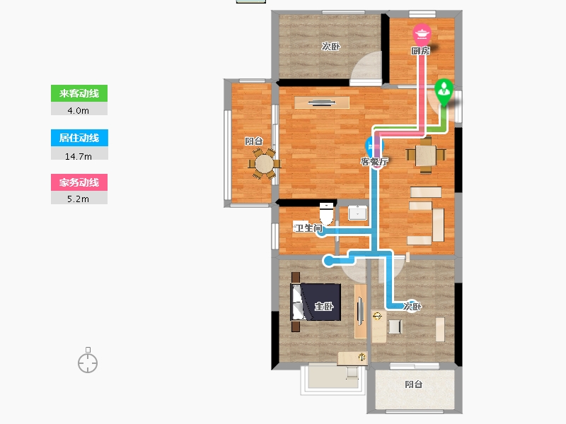 江苏省-南京市-碧桂园北站华府天悦湾-75.17-户型库-动静线