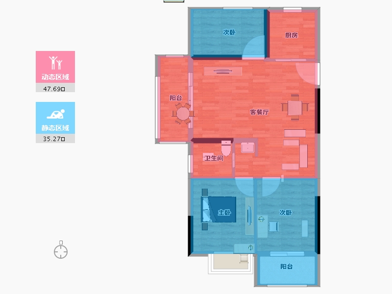 江苏省-南京市-碧桂园北站华府天悦湾-75.17-户型库-动静分区