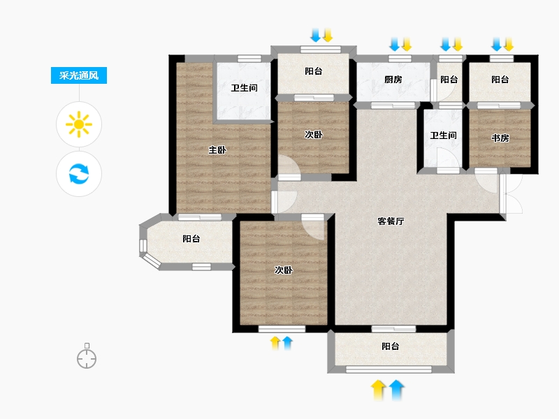 陕西省-西安市-国润城-102.00-户型库-采光通风