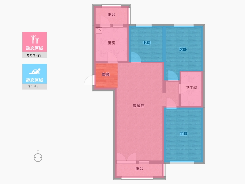 黑龙江省-哈尔滨市-融创·璟园-77.56-户型库-动静分区