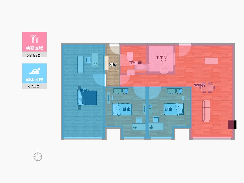 江苏省-南京市-百家湖公馆-121.00-户型库-动静分区