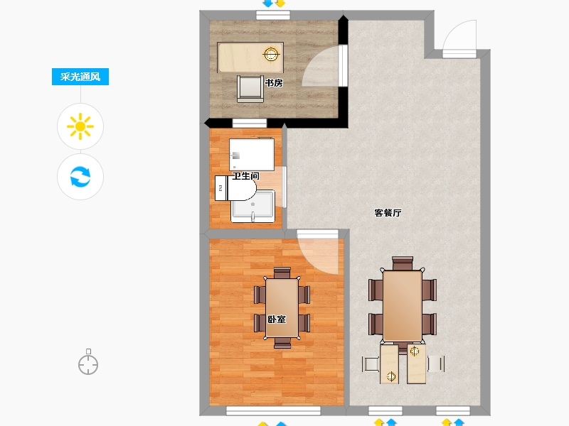 江苏省-南京市-浦潮创立方-68.00-户型库-采光通风