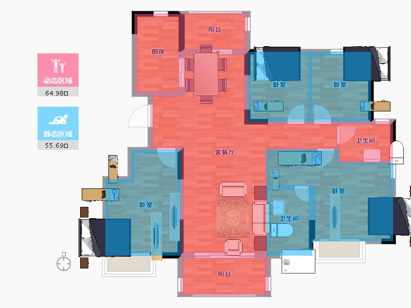 陕西省-西安市-里城柳岸十里-108.29-户型库-动静分区