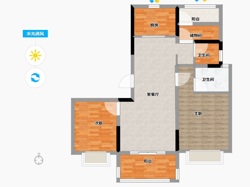 江苏省-南京市-碧桂园北站华府天悦湾-86.00-户型库-采光通风