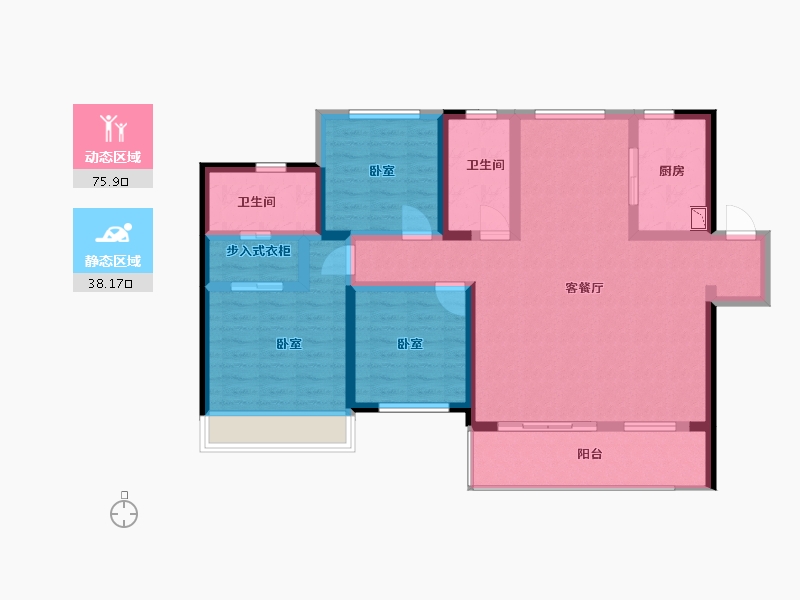 陕西省-咸阳市-绿地新里城兰亭公馆-101.01-户型库-动静分区