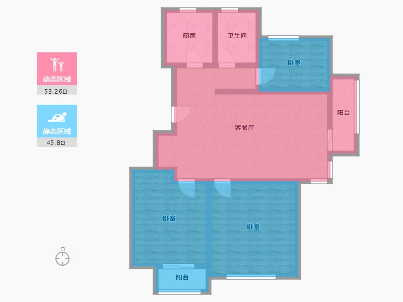 辽宁省-鞍山市-樱花别苑-87.74-户型库-动静分区