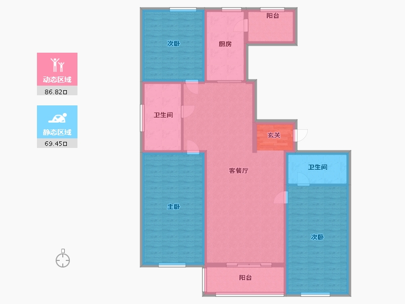 黑龙江省-哈尔滨市-裕赐俯季-141.36-户型库-动静分区