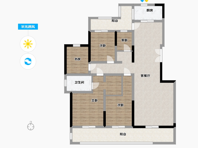 陕西省-西安市-国润城-132.00-户型库-采光通风