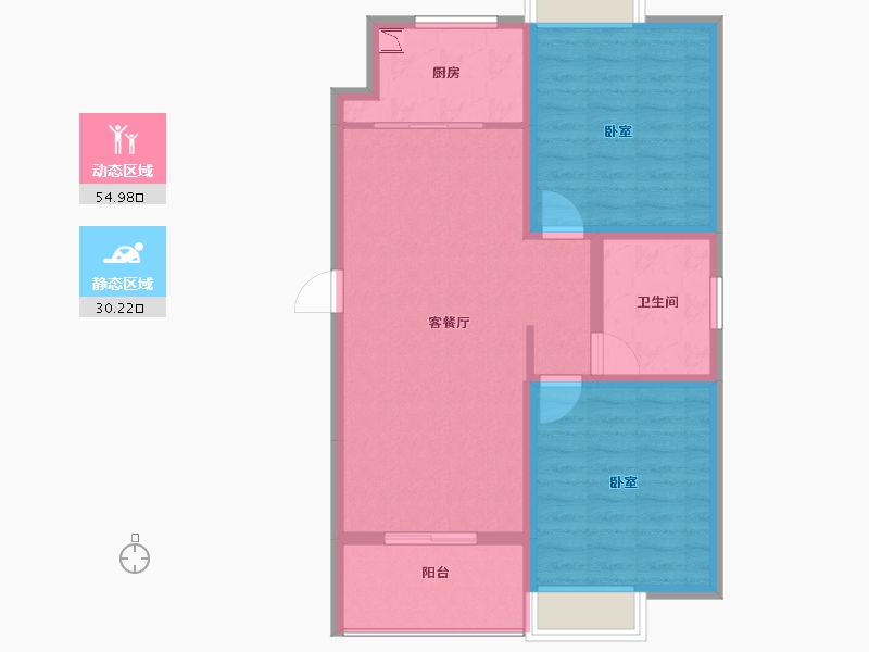 江苏省-无锡市-鸿景中央府-76.44-户型库-动静分区