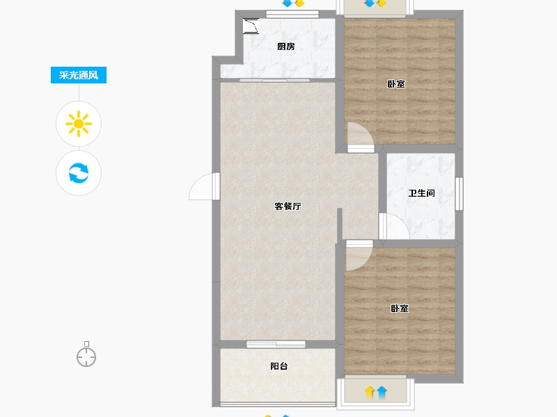 江苏省-无锡市-鸿景中央府-76.44-户型库-采光通风