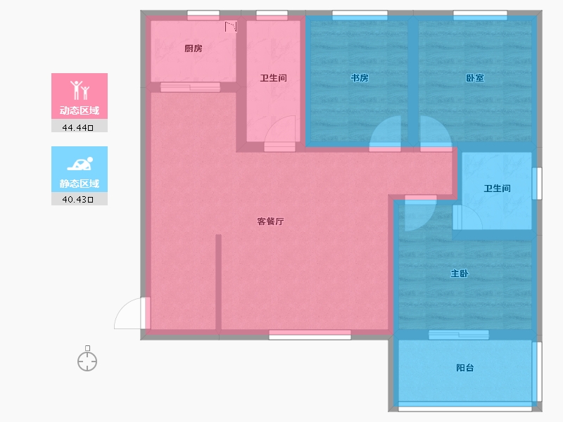 陕西省-咸阳市-林锦庭园-74.30-户型库-动静分区