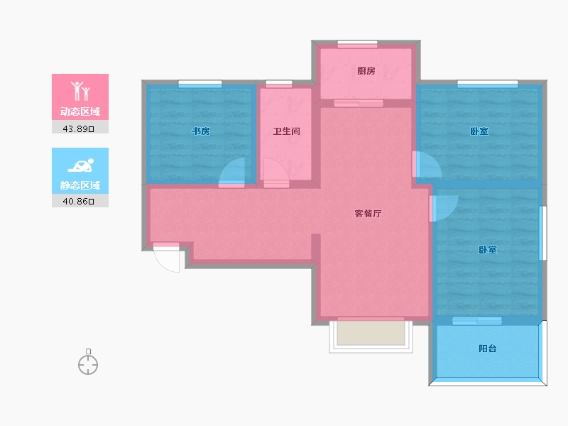 陕西省-咸阳市-林锦庭园-74.58-户型库-动静分区