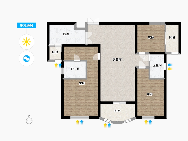 陕西省-西安市-国润城-100.00-户型库-采光通风