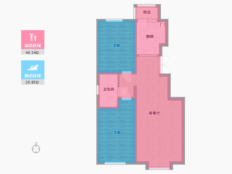 黑龙江省-哈尔滨市-凯盛源·玖郡-64.52-户型库-动静分区