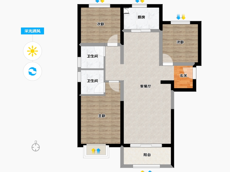 山西省-太原市-红星天润-82.24-户型库-采光通风