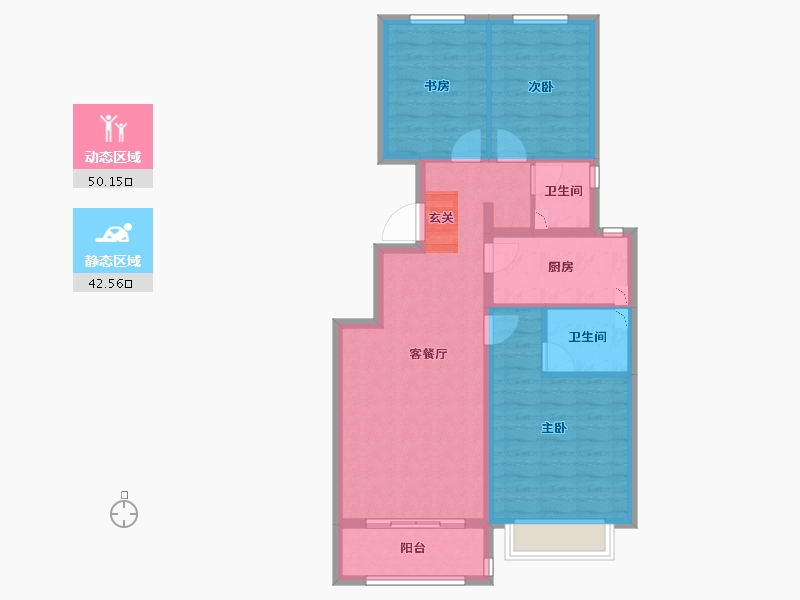 山西省-太原市-当代上品府MOMA-82.68-户型库-动静分区