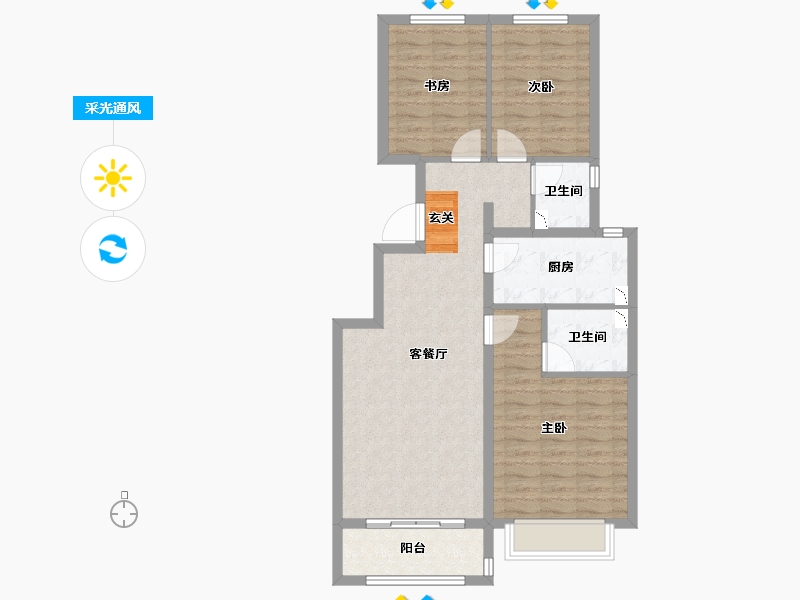 山西省-太原市-当代上品府MOMA-82.68-户型库-采光通风