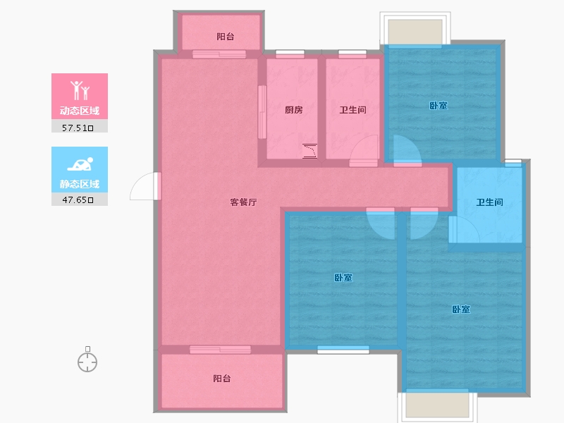 江苏省-无锡市-鸿景中央府-93.00-户型库-动静分区