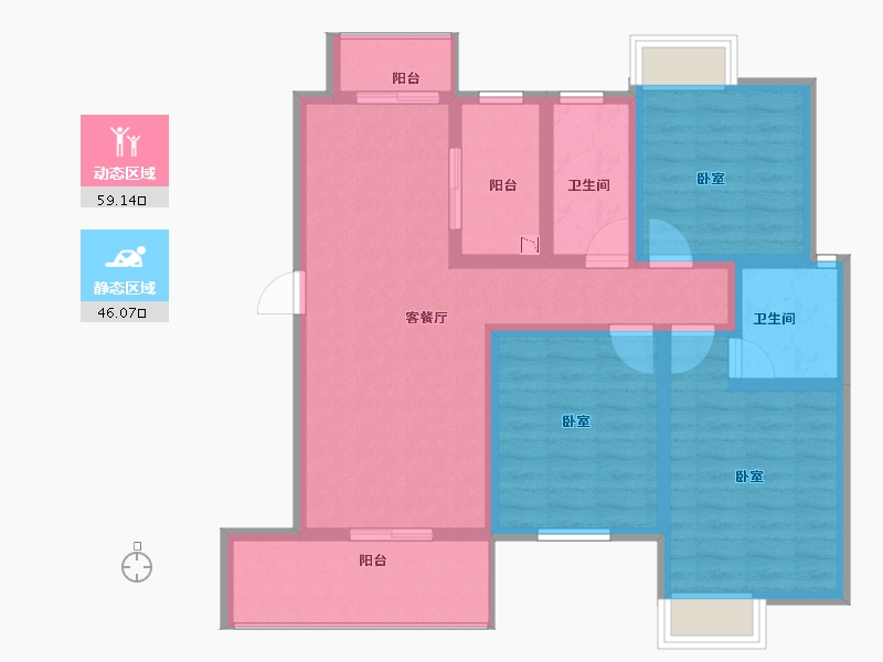 江苏省-无锡市-鸿景中央府-93.00-户型库-动静分区