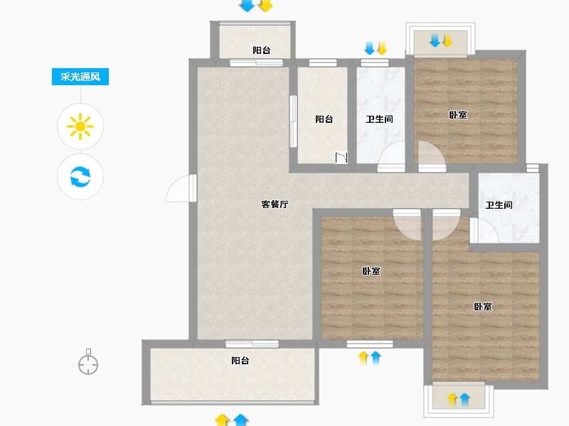 江苏省-无锡市-鸿景中央府-93.00-户型库-采光通风