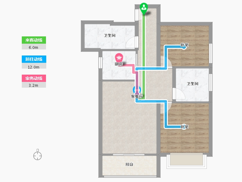 陕西省-咸阳市-宇都纳富特广场-70.57-户型库-动静线