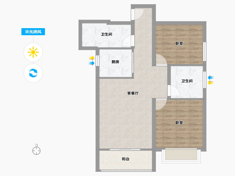 陕西省-咸阳市-宇都纳富特广场-70.57-户型库-采光通风