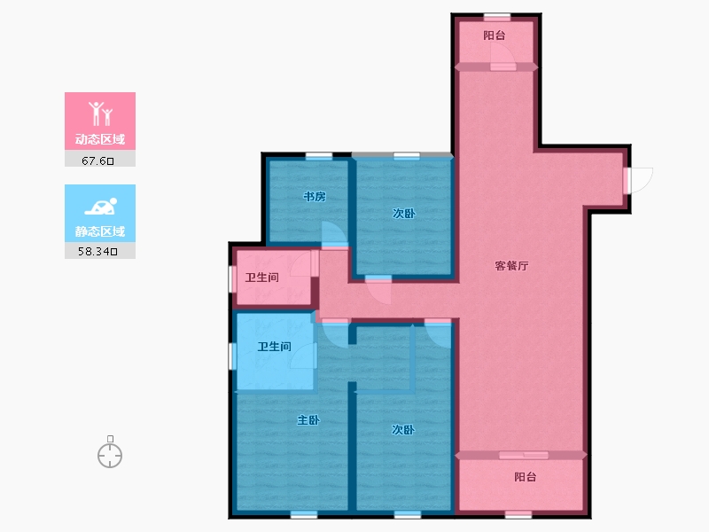 云南省-昆明市-红星天铂-111.43-户型库-动静分区